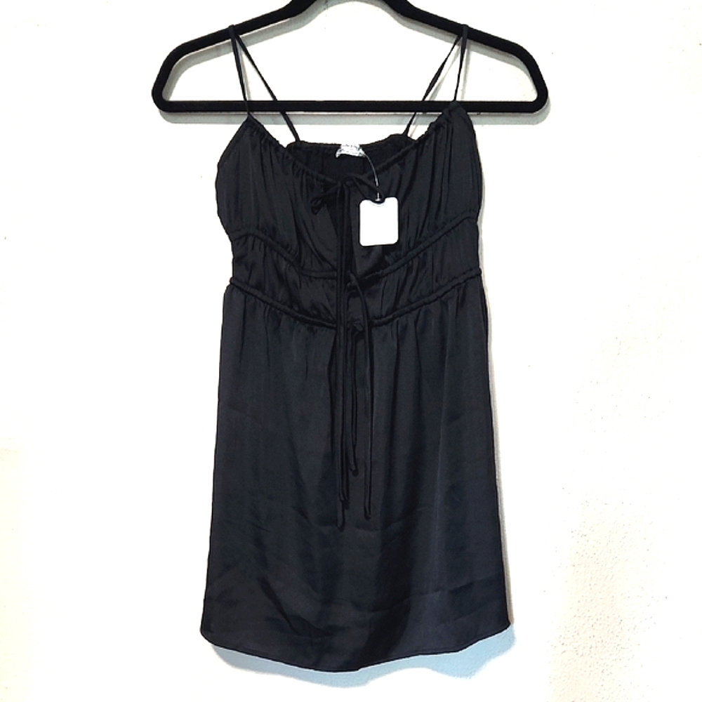 NEW! Free People Meant to be Ruched Mini Slip Dress Black Size XS